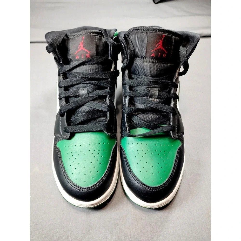 Air Jordan 1 Mid GS 7Y Black Pine Green White Gym Red 554725‑067 High‎ Tops